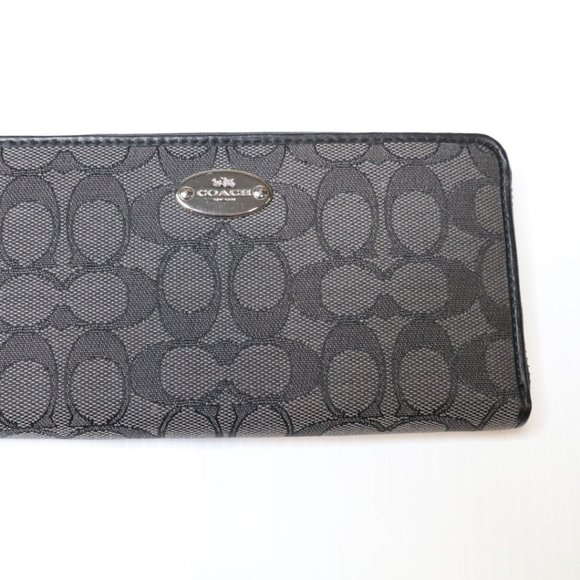 COACH Signature Accordion Zip Wallet BLACK, Like New - Picture 3 of 7